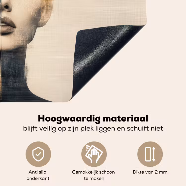 Goud - Vrouw - Rechthoeken Inductie beschemer met haakjes klein -ky-onderkant-nl