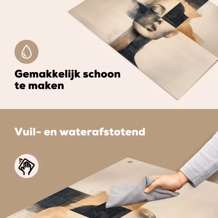 Goud - Vrouw - Rechthoeken Inductie beschemer met haakjes klein -ky-schoon-nl