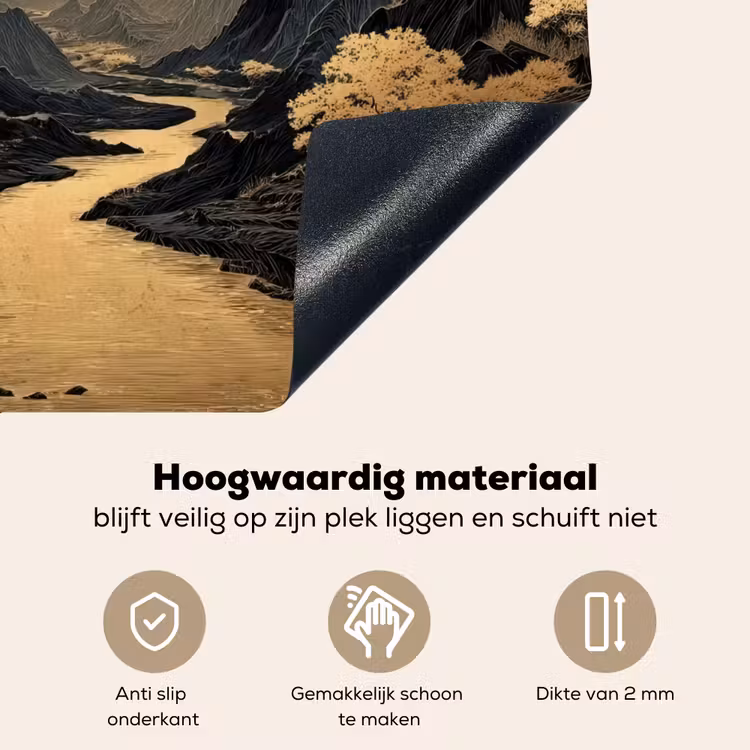 Gouden rivier - Bergen - Maan - Sterrenhemel Inductie beschemer met haakjes middel -ky-onderkant-nl