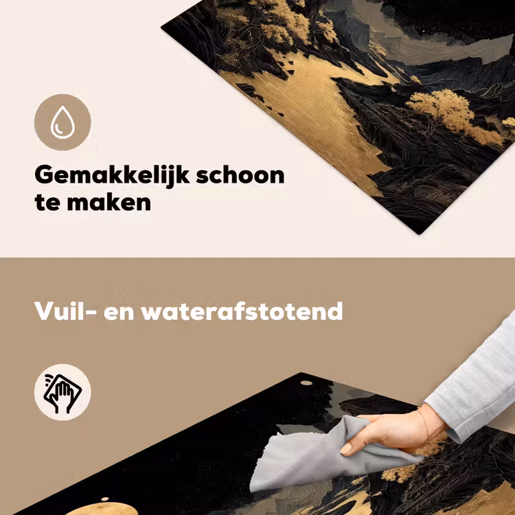 Gouden rivier - Bergen - Maan - Sterrenhemel Inductie beschemer met haakjes middel -ky-schoon-nl