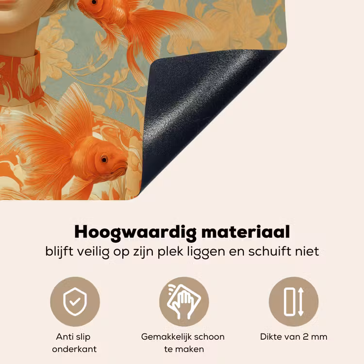 Goudvissen - Oranje - Vrouw - Blond Inductie beschemer met haakjes klein -ky-onderkant-nl