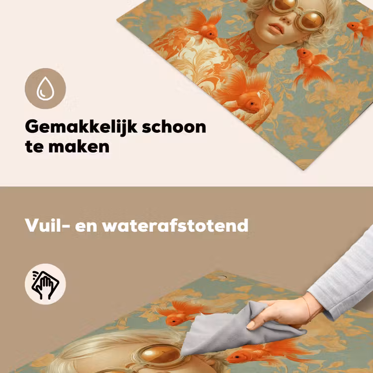 Goudvissen - Oranje - Vrouw - Blond Inductie beschemer met haakjes klein -ky-schoon-nl
