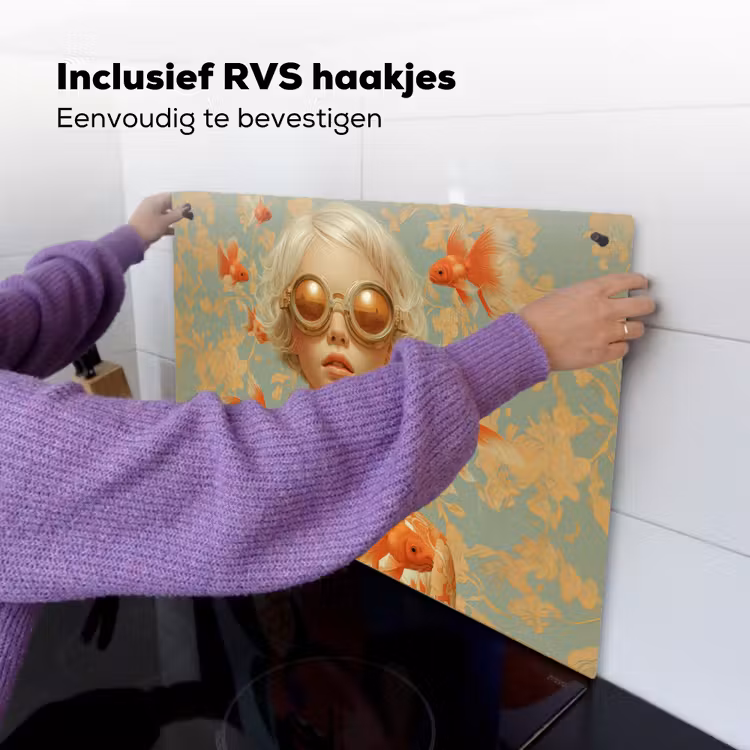 Goudvissen - Oranje - Vrouw - Blond Inductie beschemer met haakjes klein -ky-ophangen-nl