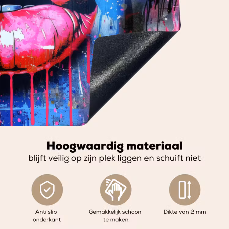 Graffiti - Lippen - Felroze - Geschilderd Inductie beschemer met haakjes klein -ky-onderkant-nl