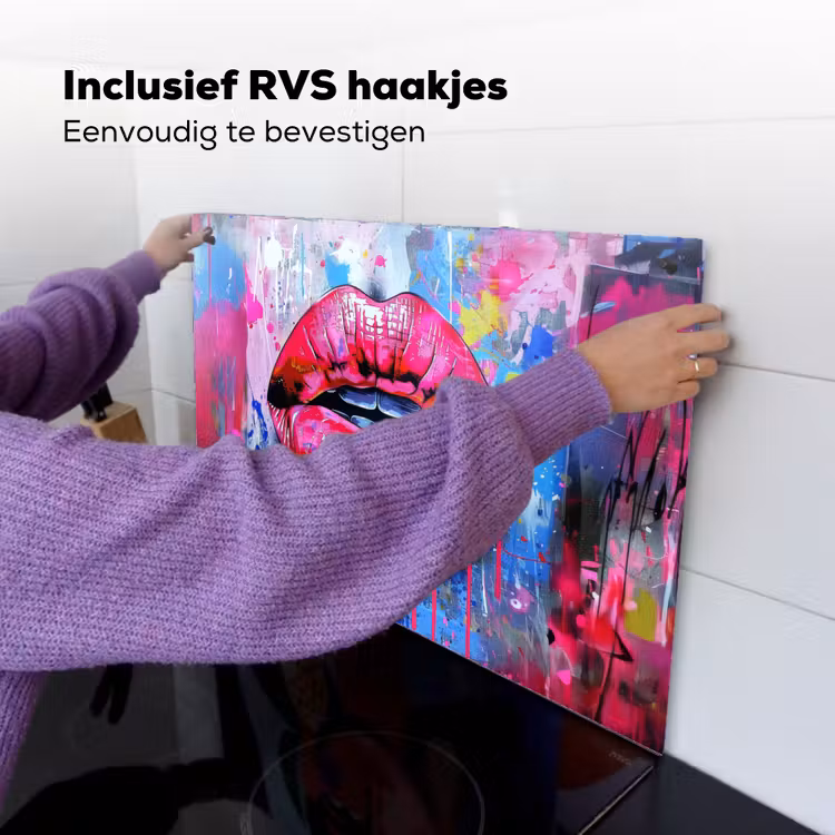 Graffiti - Lippen - Felroze - Geschilderd Inductie beschemer met haakjes klein -ky-ophangen-nl