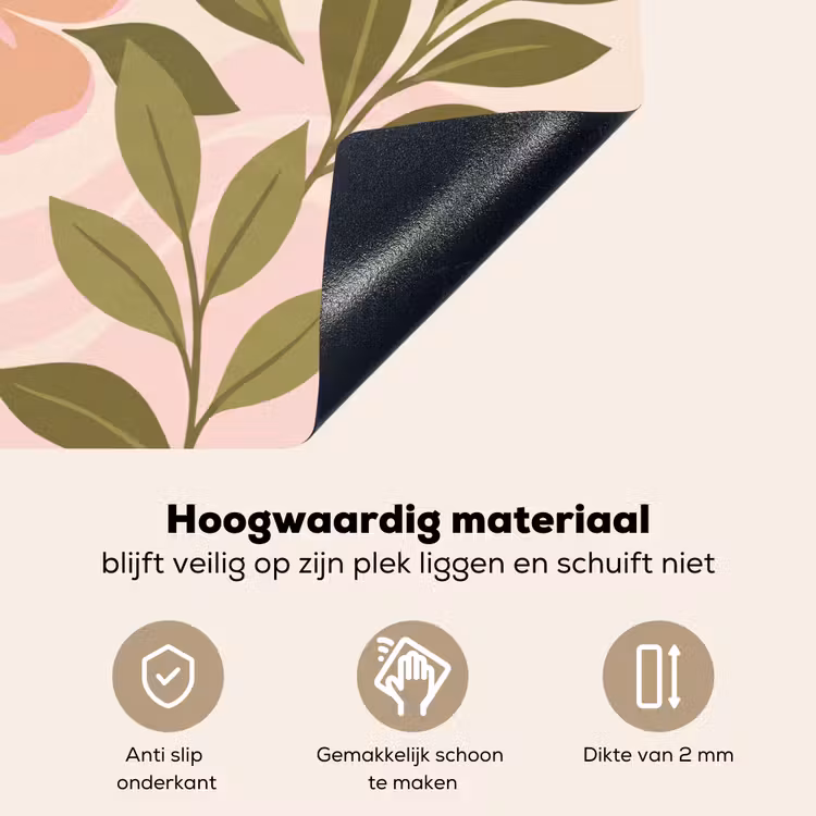 Grafisch - Bloemen - Roze Inductie beschemer met haakjes klein -ky-onderkant-nl