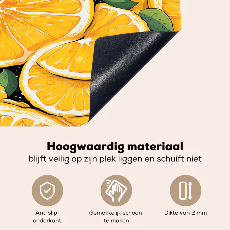 Grafisch - Citroenschijven - Blaadjes Inductie beschemer met haakjes klein 777 -ky-onderkant-nl