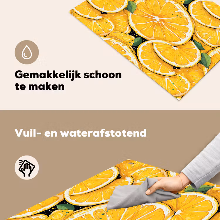 Grafisch - Citroenschijven - Blaadjes Inductie beschemer met haakjes klein 777 -ky-schoon-nl