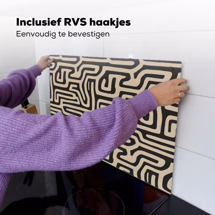 Grafisch - Lijnen - Zwart Inductie beschemer met haakjes klein 777 -ky-ophangen-nl