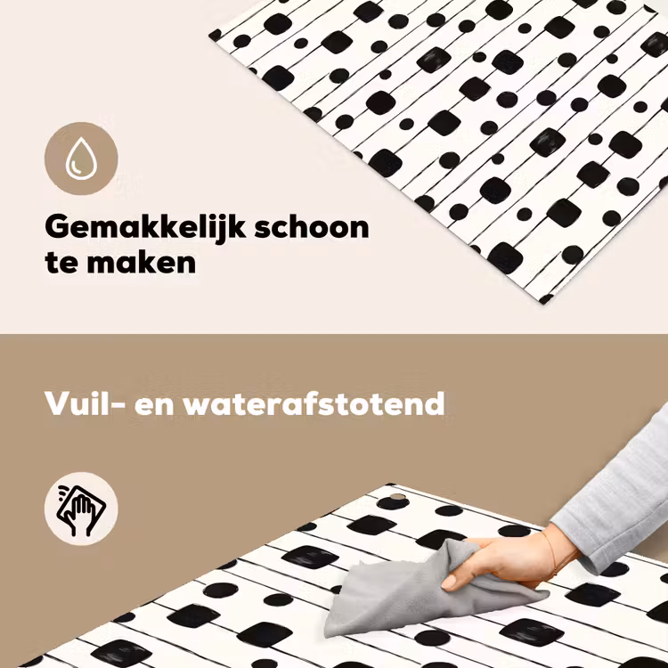 Grafisch - Modern - Zwart Inductie beschemer met haakjes klein 777 -ky-schoon-nl