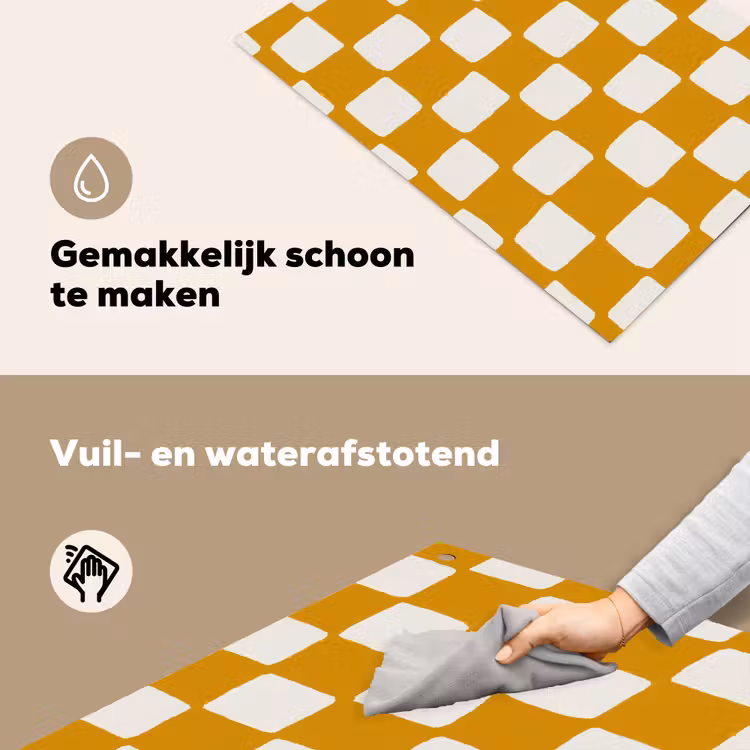 Grafisch - Patroon - Oker Inductie beschemer met haakjes klein 777 -ky-schoon-nl