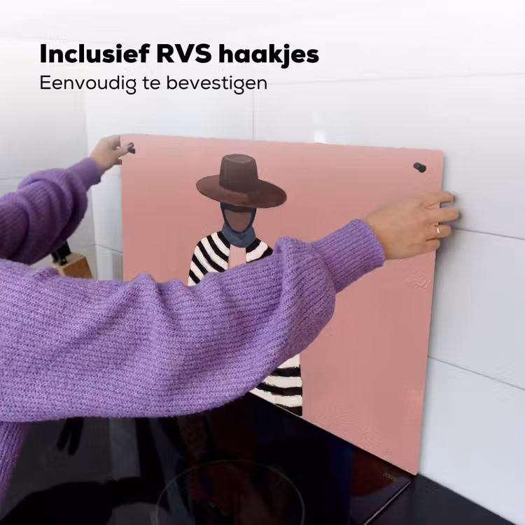 Grafisch - Vrouw - Roze Inductie beschemer met haakjes klein -ky-ophangen-nl