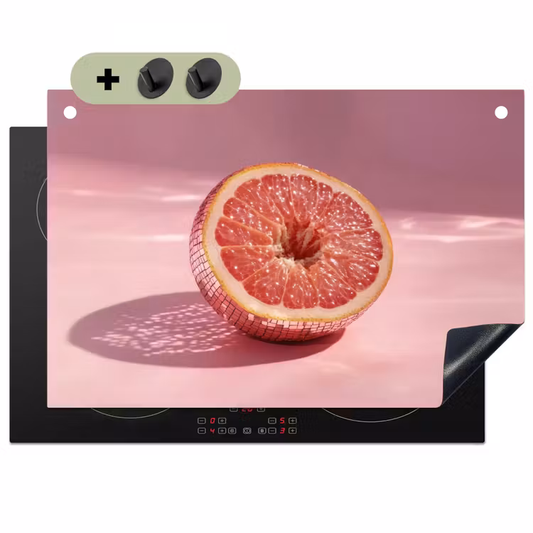 Grapefruit - Roze - Disco - Shiny Inductie beschemer met haakjes klein -3d