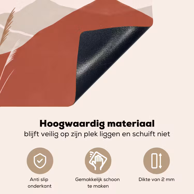 Gras - Landschap - Natuur - Abstract - Beige Inductie beschemer met haakjes klein -ky-onderkant-nl