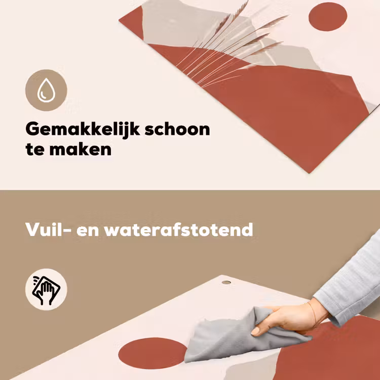 Gras - Landschap - Natuur - Abstract - Beige Inductie beschemer met haakjes klein -ky-schoon-nl