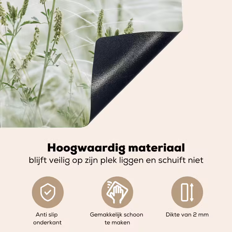 Grassen - Minimalistisch - Groen Inductie beschemer met haakjes klein -ky-onderkant-nl