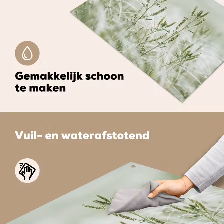 Grassen - Minimalistisch - Groen Inductie beschemer met haakjes klein -ky-schoon-nl