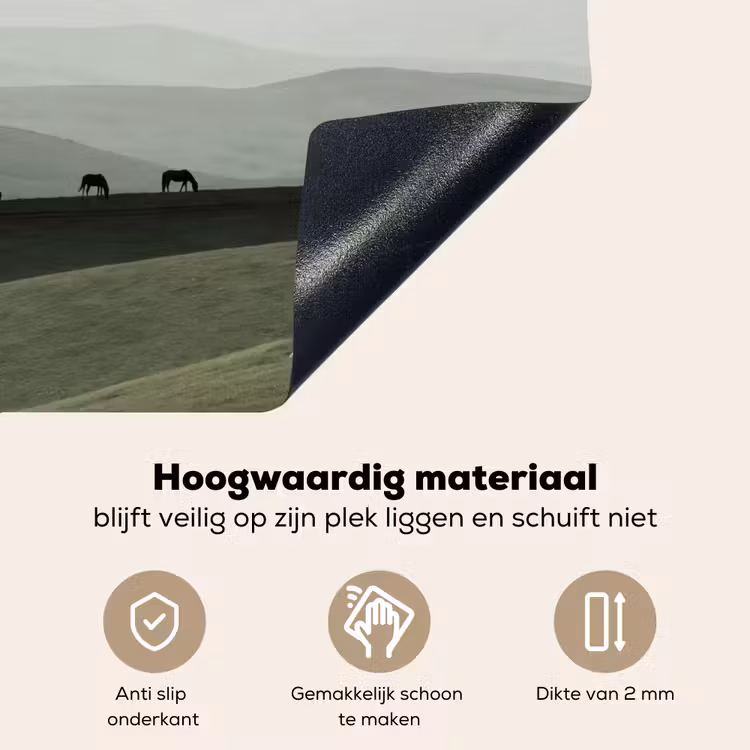 Grijs - Berg - Paarden Inductie beschemer met haakjes klein -ky-onderkant-nl