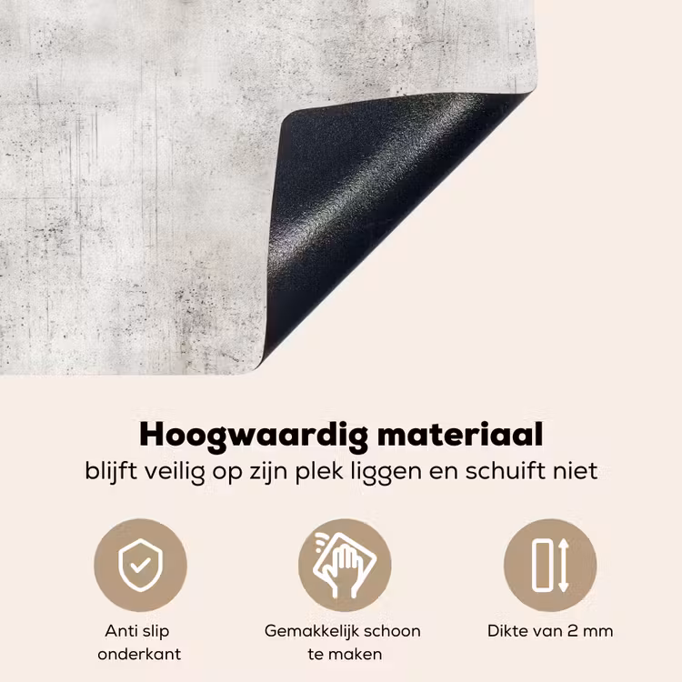 Grijs - Beton - Verweerd Inductie beschemer met haakjes klein 777 -ky-onderkant-nl