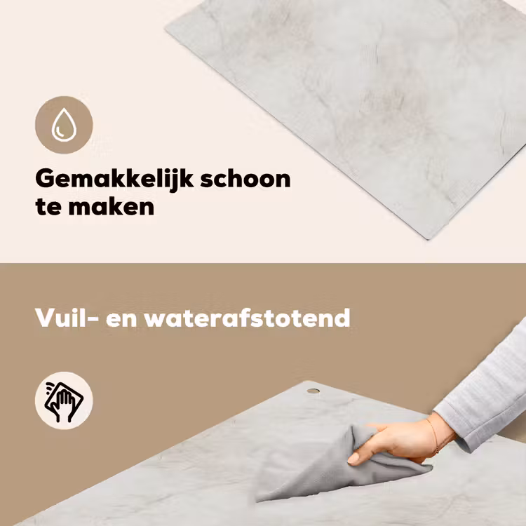 Grijs - Marmer - Aders Inductie beschemer met haakjes klein 777 -ky-schoon-nl