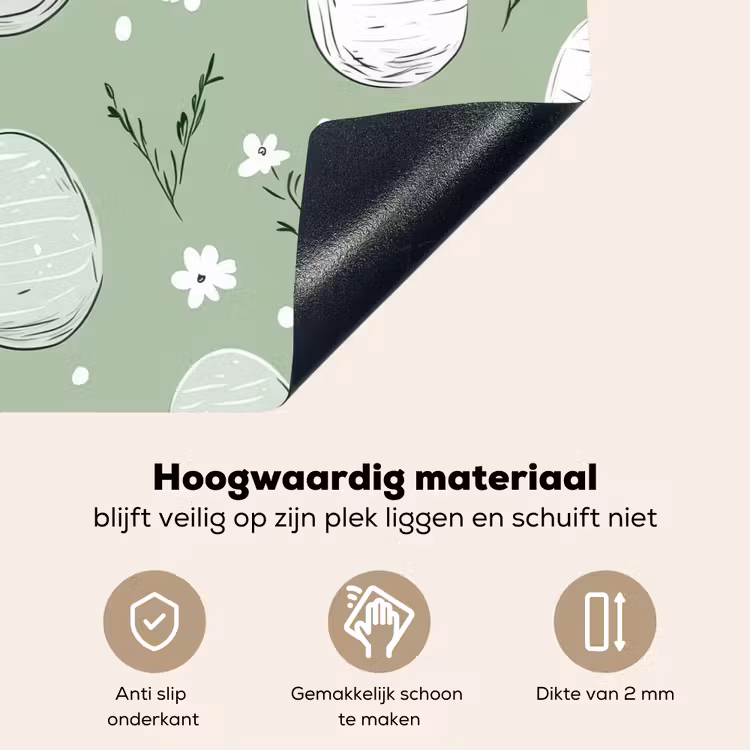 Groen - Eieren - Patroon Inductie beschemer met haakjes klein -ky-onderkant-nl