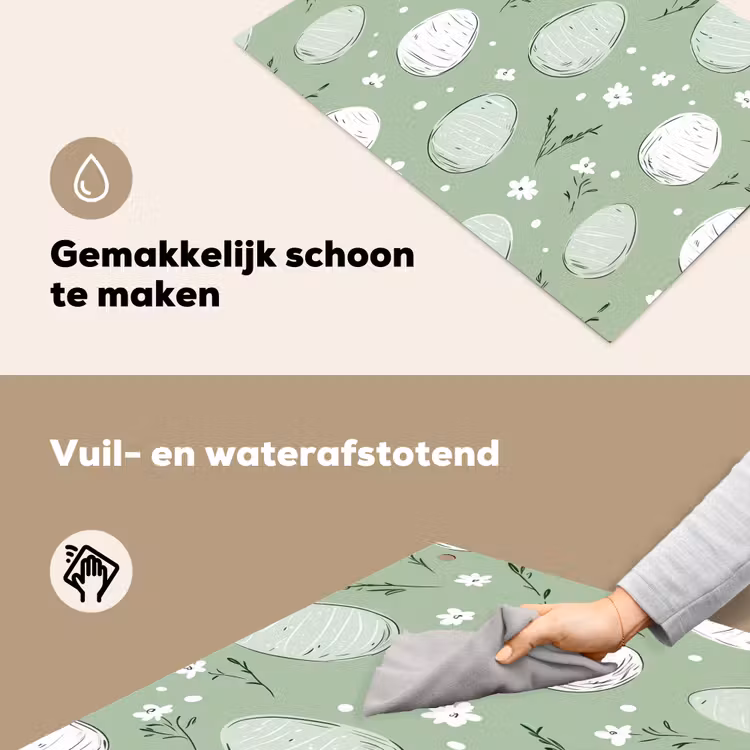 Groen - Eieren - Patroon Inductie beschemer met haakjes klein -ky-schoon-nl