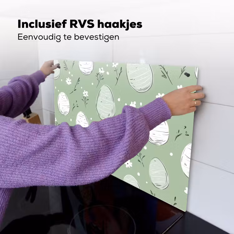 Groen - Eieren - Patroon Inductie beschemer met haakjes klein -ky-ophangen-nl