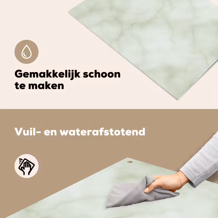 Groen - Marmer - Aders Inductie beschemer met haakjes klein 777 -ky-schoon-nl