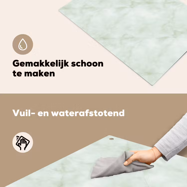 Groen - Marmer - Vloeiende aders Inductie beschemer met haakjes klein 777 -ky-schoon-nl