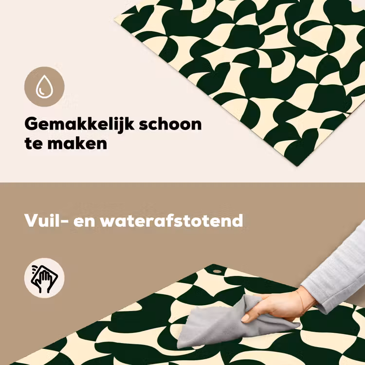 Groen - Organische vlakken - Crème Inductie beschemer met haakjes klein 777 -ky-schoon-nl