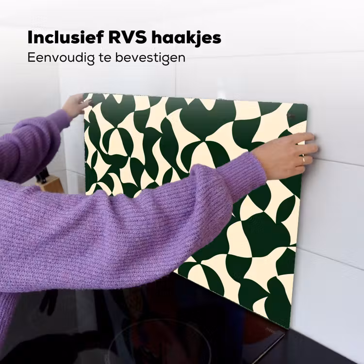 Groen - Organische vlakken - Crème Inductie beschemer met haakjes klein 777 -ky-ophangen-nl