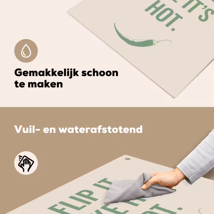 Groen - Quote - Zomer - Chilipeper Inductie beschemer met haakjes middel -ky-schoon-nl