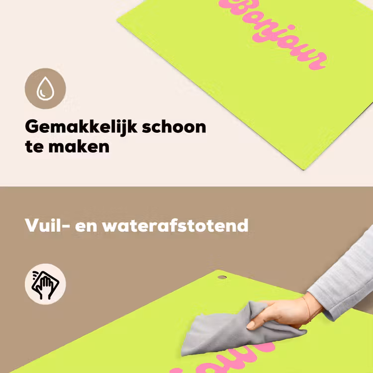 Groen - Roze bonjour - Retro Inductie beschemer met haakjes klein -ky-schoon-nl