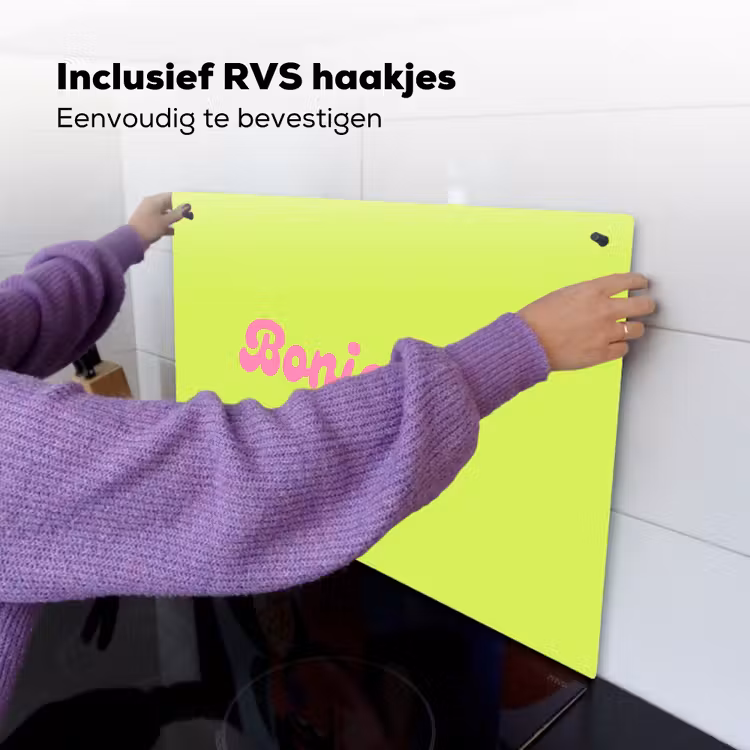 Groen - Roze bonjour - Retro Inductie beschemer met haakjes klein -ky-ophangen-nl