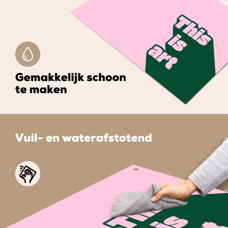 Groen - Teskt - This is art - Roze Inductie beschemer met haakjes klein -ky-schoon-nl