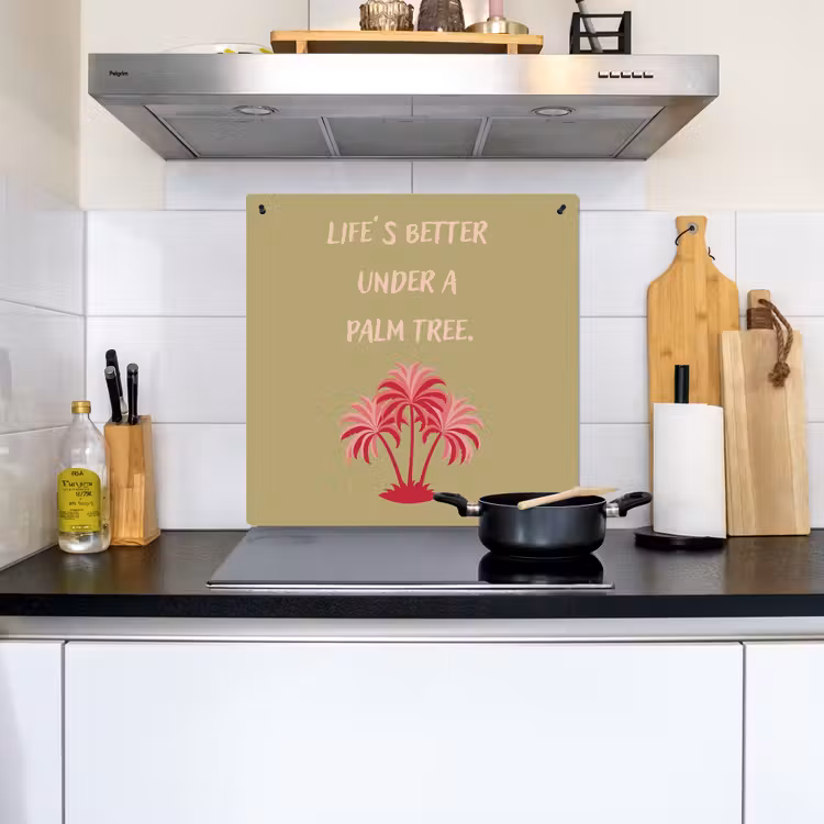 Groen - Zomer - Quote - Palmboom Inductie beschemer met haakjes middel -sfeer2