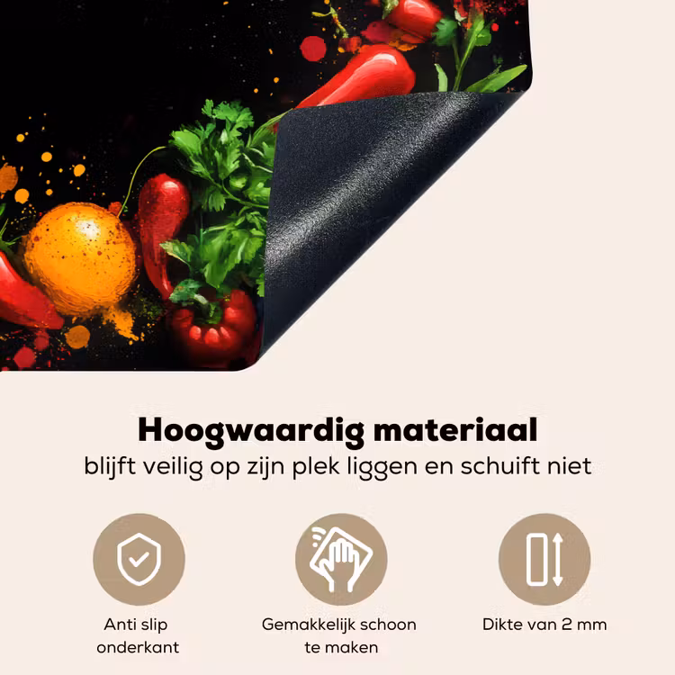 Groente - Graffiti - Kleurrijk - Koken - Abstract Inductie beschemer met haakjes klein -ky-onderkant-nl