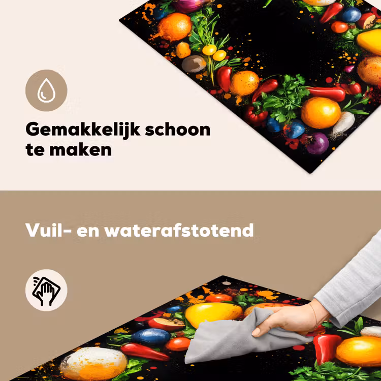 Groente - Graffiti - Kleurrijk - Koken - Abstract Inductie beschemer met haakjes klein -ky-schoon-nl