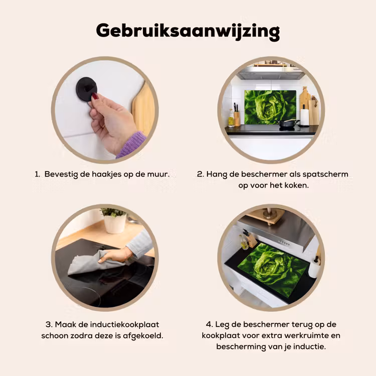 Groente - Sla - Groen Inductie beschemer met haakjes klein -ky-gebruik-nl