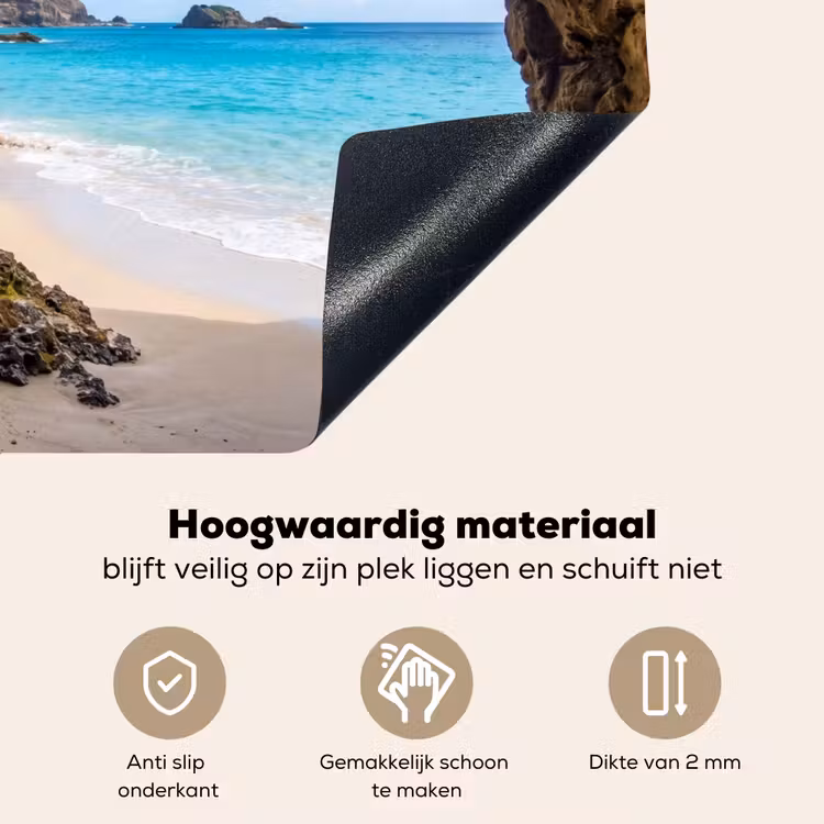 Grot - Strand - Zee - Blauw Inductie beschemer met haakjes klein -ky-onderkant-nl