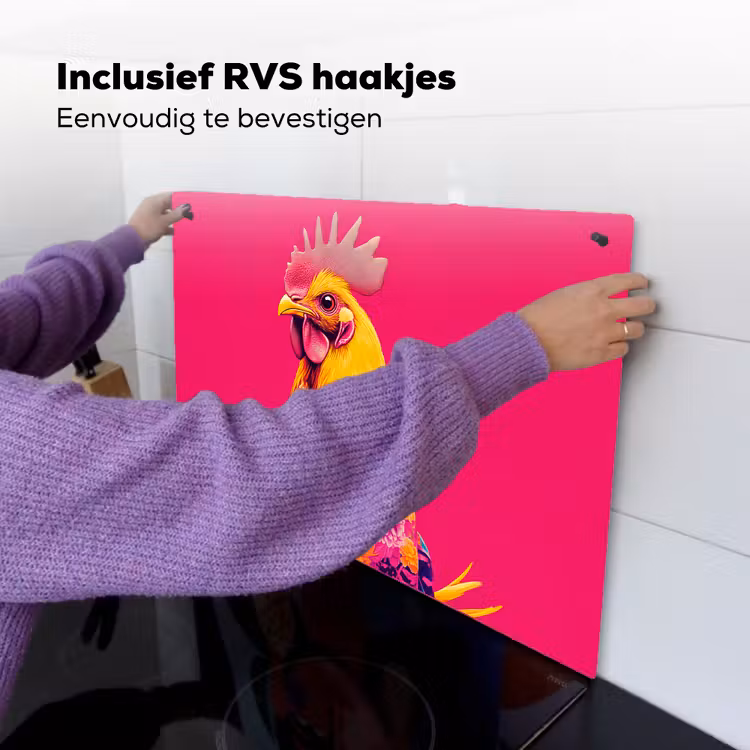 Haan - Kleurrijk - Kimono - Roze Inductie beschemer met haakjes klein -ky-ophangen-nl