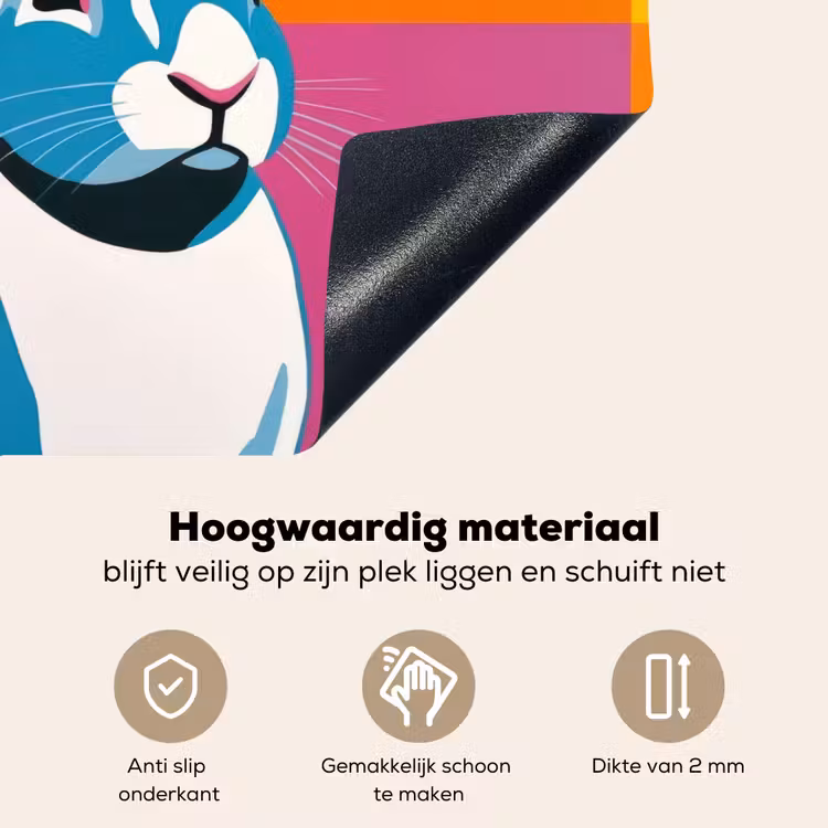 Haas - Kleurvakken - Oren - Roze Inductie beschemer met haakjes middel -ky-onderkant-nl