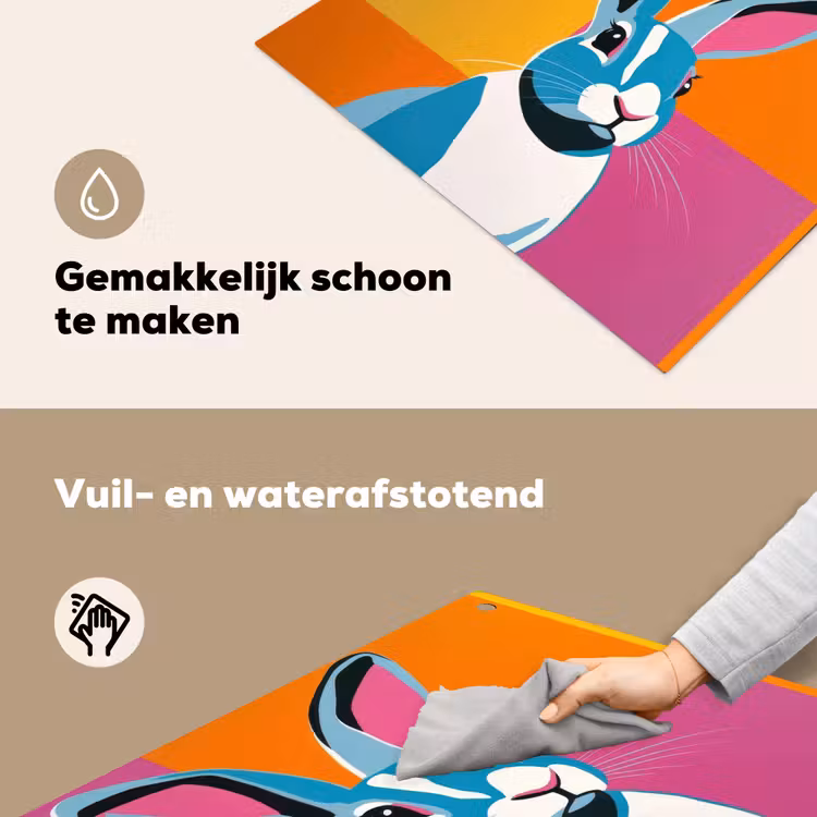 Haas - Kleurvakken - Oren - Roze Inductie beschemer met haakjes middel -ky-schoon-nl
