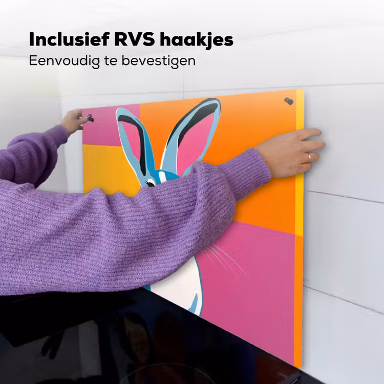Haas - Kleurvakken - Oren - Roze Inductie beschemer met haakjes middel -ky-ophangen-nl