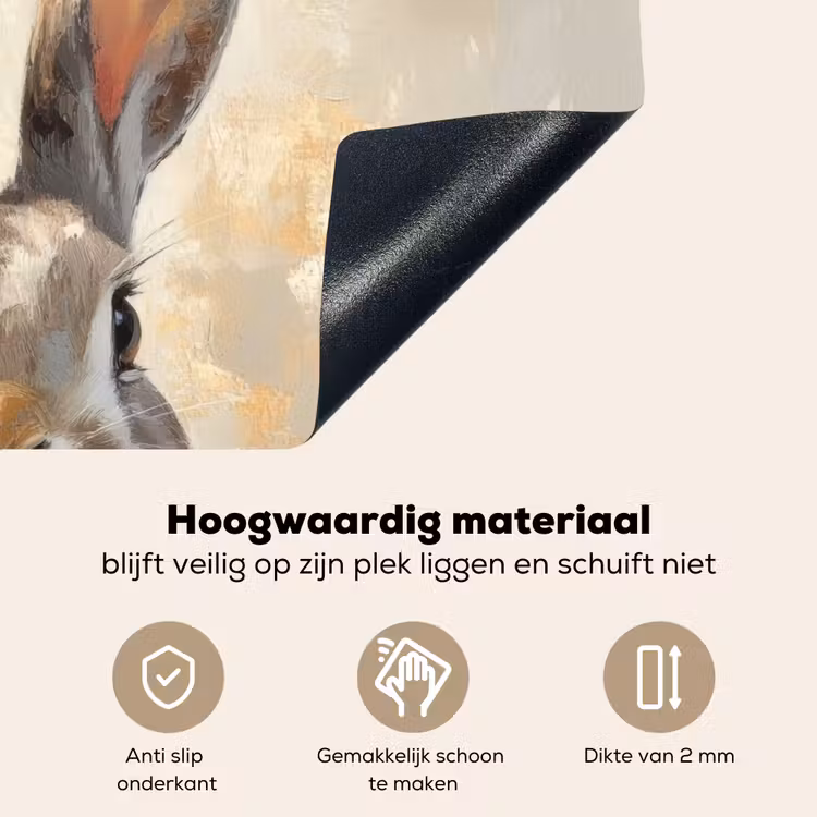 Haas - Oren - Bruin Inductie beschemer met haakjes klein -ky-onderkant-nl