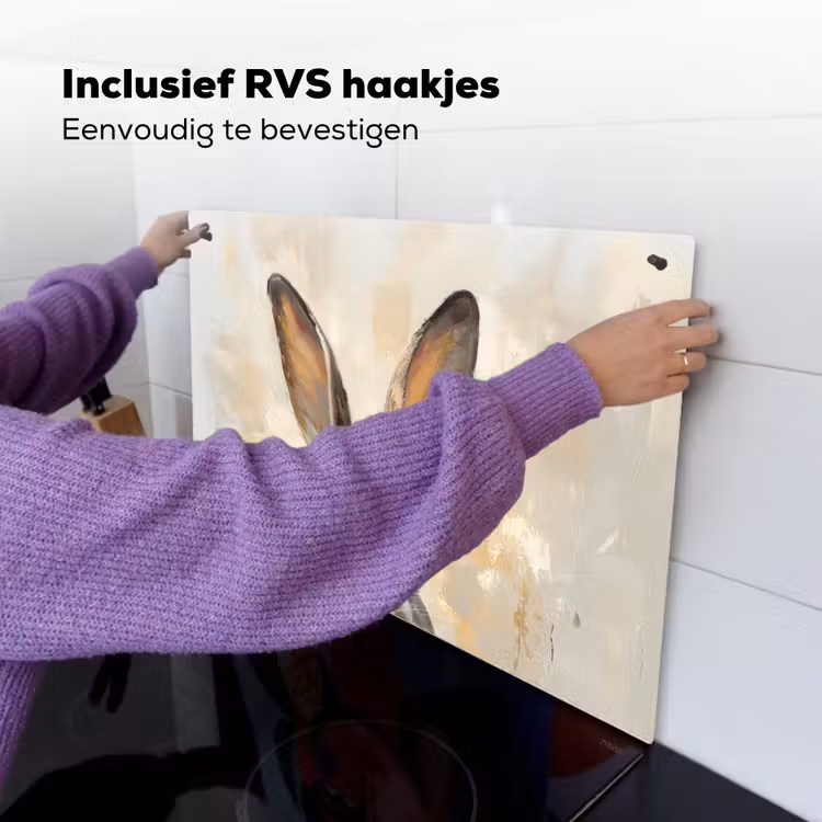 Haas - Oren - Bruin Inductie beschemer met haakjes klein -ky-ophangen-nl