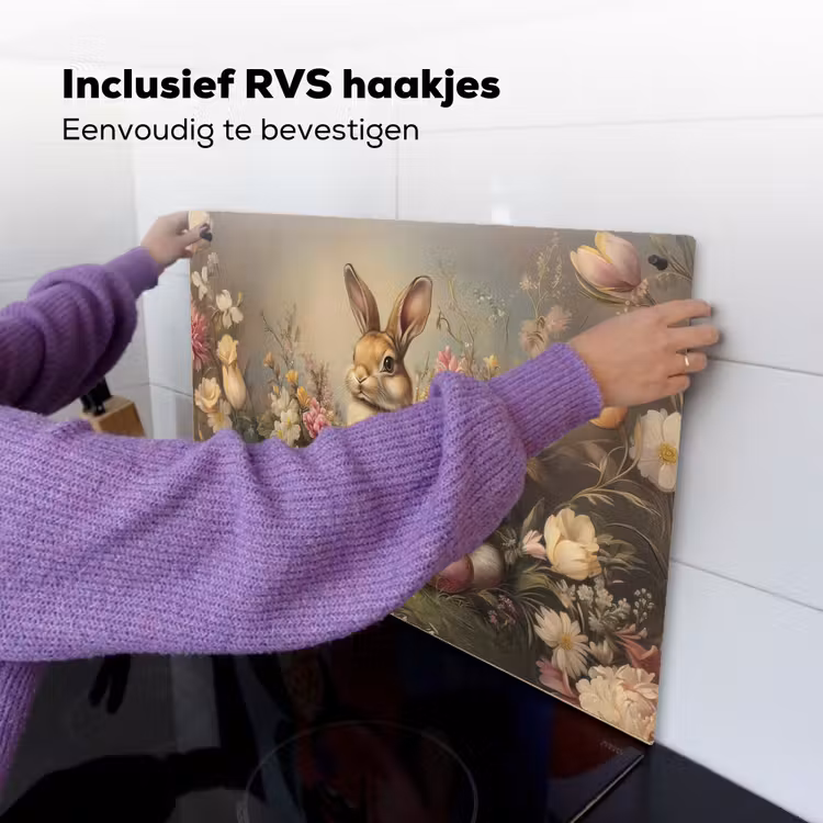 Haas - Stilleven - Bloemen Inductie beschemer met haakjes klein -ky-ophangen-nl