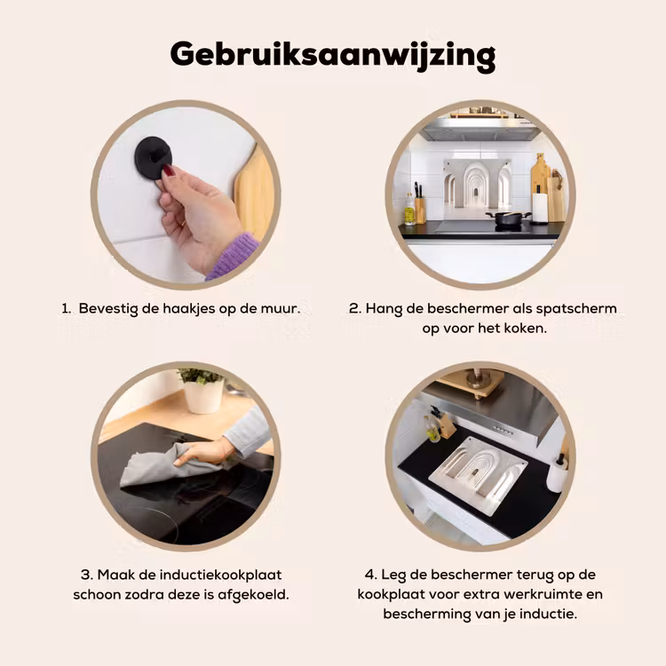 Hal - Bogen - Symmetrisch - Modern Inductie beschemer met haakjes middel -ky-gebruik-nl