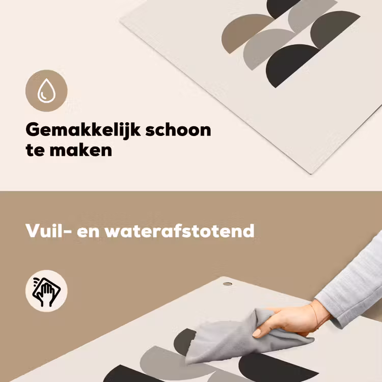 Halve cirkels - Aardetinten - Grafisch Inductie beschemer met haakjes middel -ky-schoon-nl