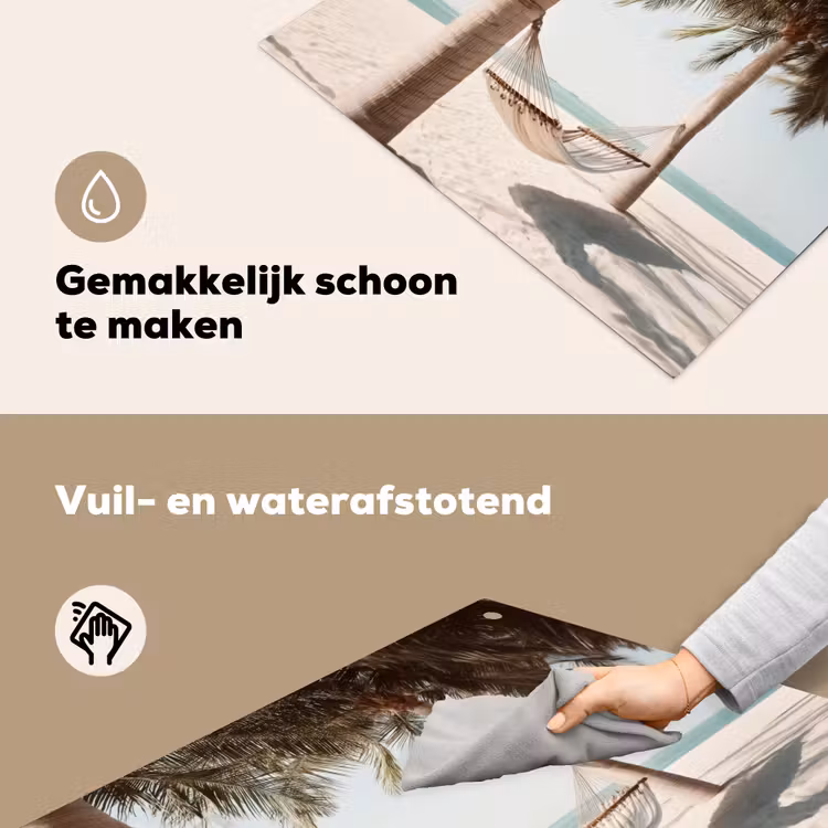 Hangmat - Palmbomen - Strand - Zee Inductie beschemer met haakjes middel -ky-schoon-nl